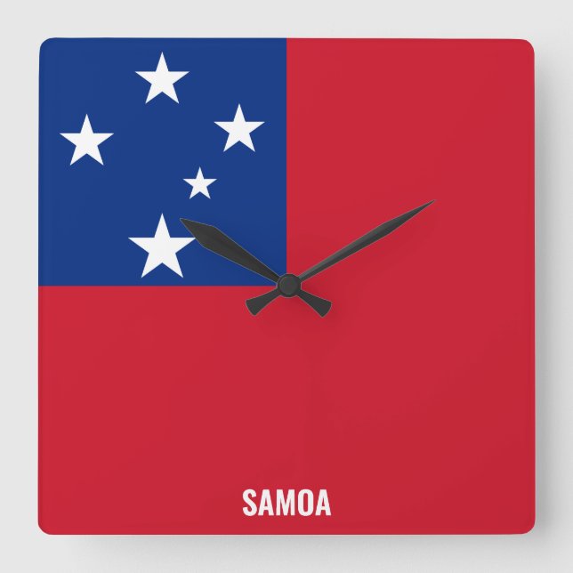 Horloge Carrée Drapeau national de Samoa Patriotique (Recto)