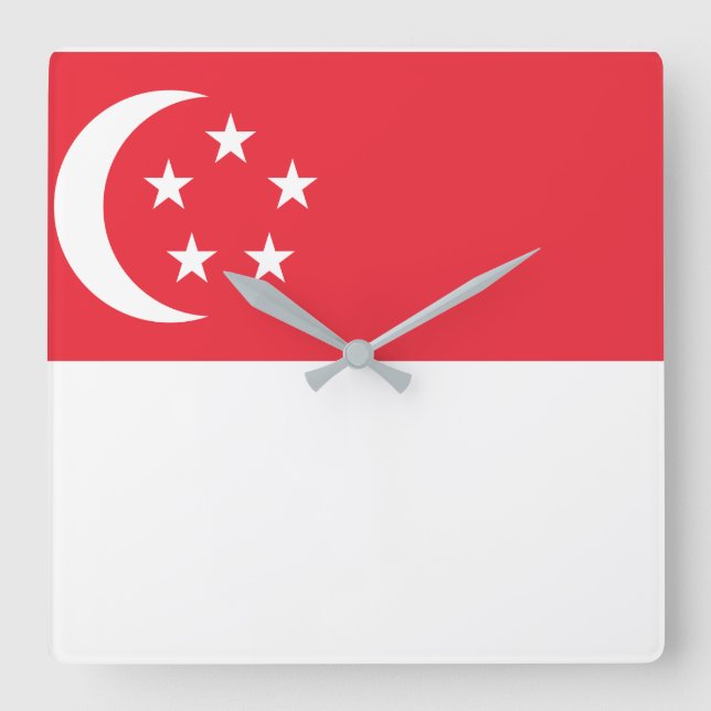 Horloge Carrée Drapeau national de Singapour (Recto)