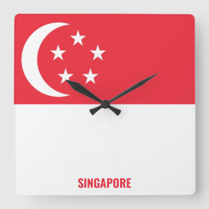 Horloge Carrée Drapeau national de Singapour Patriotique