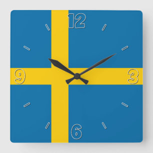 Horloge Carrée Drapeau national de Suède patriotique