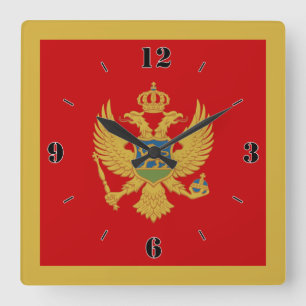 Horloge Carrée Drapeau national du Monténégro patriotique