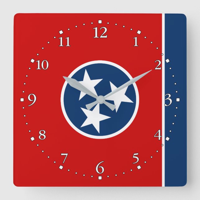 Horloge Carrée Drapeau national du Tennessee (Recto)