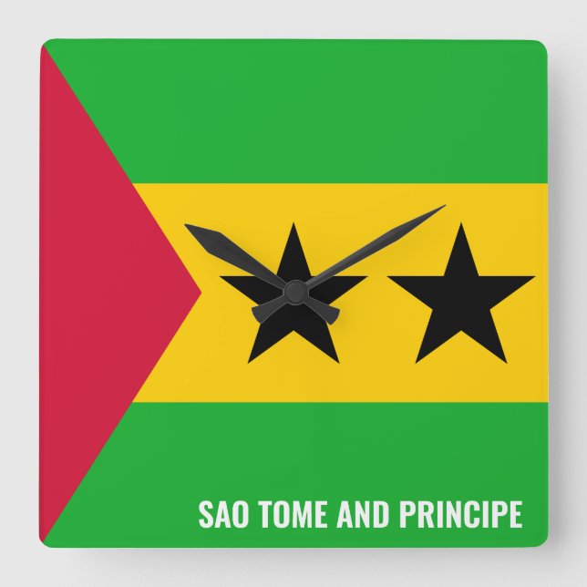Horloge Carrée Drapeau Sao Tome et Principe éblouissant patriotiq (Recto)