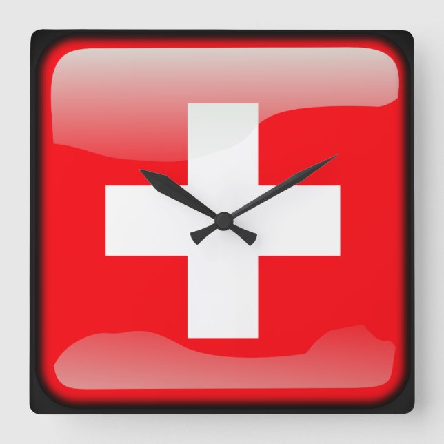Horloge Carrée Drapeau suisse (Recto)