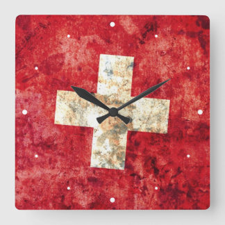 Horloge Carrée Drapeau suisse