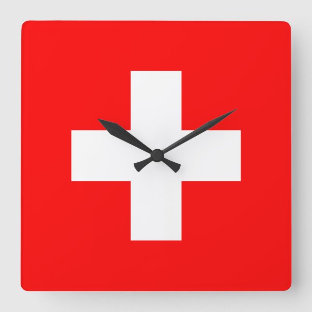 Horloge Carrée drapeau suisse (Recto)