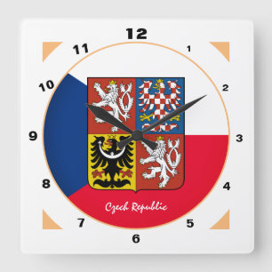 Horloge Carrée Drapeau tchèque & mode République tchèque / Emb