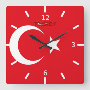 Horloge Carrée Drapeau turc