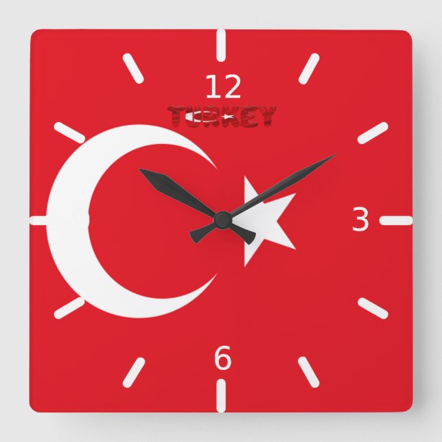 Horloge Carrée Drapeau turc (Recto)