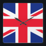 Horloge Carrée Drapeau Union Jack du Royaume-Uni<br><div class="desc">Drapeau Union Jack du Royaume-Uni</div>