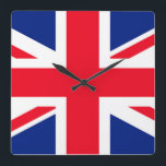 Horloge Carrée Drapeau Union Jack du Royaume-Uni<br><div class="desc">Drapeau Union Jack du Royaume-Uni</div>