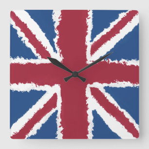 Horloge Carrée Drapeau Union Jack par Heva Weva