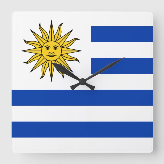 Horloge Carrée Drapeau uruguayen Banda Oriental (Recto)