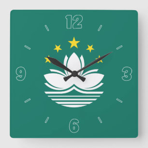 Horloge Carrée Drapeau vert jaune blanc chiffres patriotique