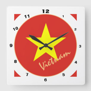 Horloge Carrée Drapeau vietnamien moderne, Vietnam Maison / desig