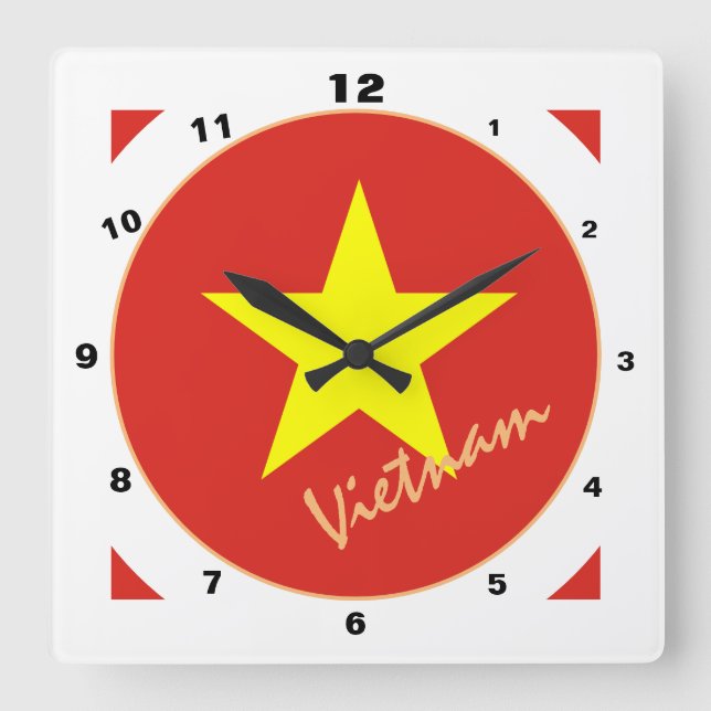 Horloge Carrée Drapeau vietnamien moderne, Vietnam Maison / desig (Recto)