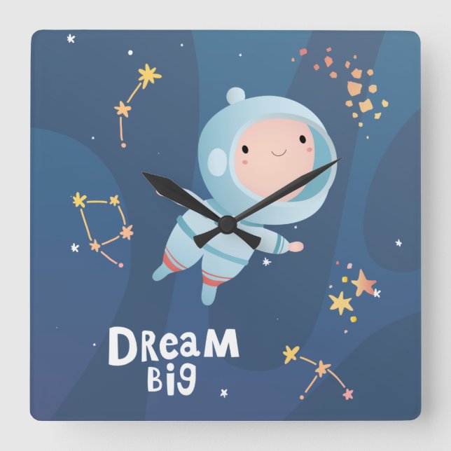 Horloge Carrée Dream Big Boy Astronaute Acrylique Wall Clock (Recto)