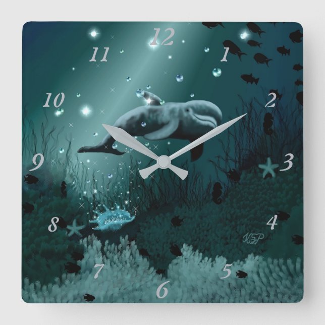 Horloge Carrée Dream dauphin (Recto)