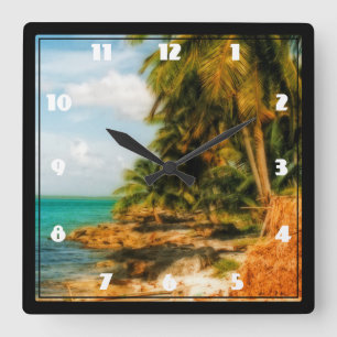 Horloge Carrée Dreamy Tropical Beach