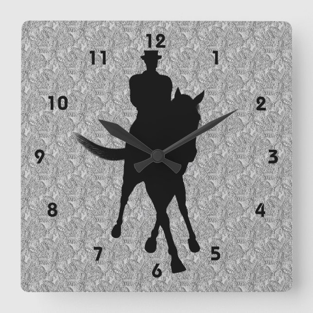 Horloge Carrée Dressage Cheval Et Rider Silhouette (Recto)