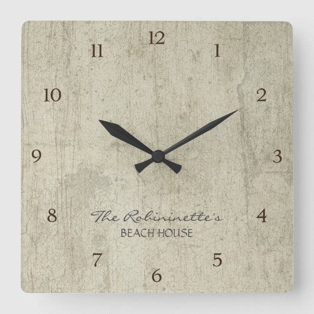 Horloge Carrée Driftwood Ocean Beach House Coastal Seashore (Recto)