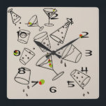 Horloge Carrée Drinks Acrylic Clock<br><div class="desc">The Drinks graphic will go with any item!</div>