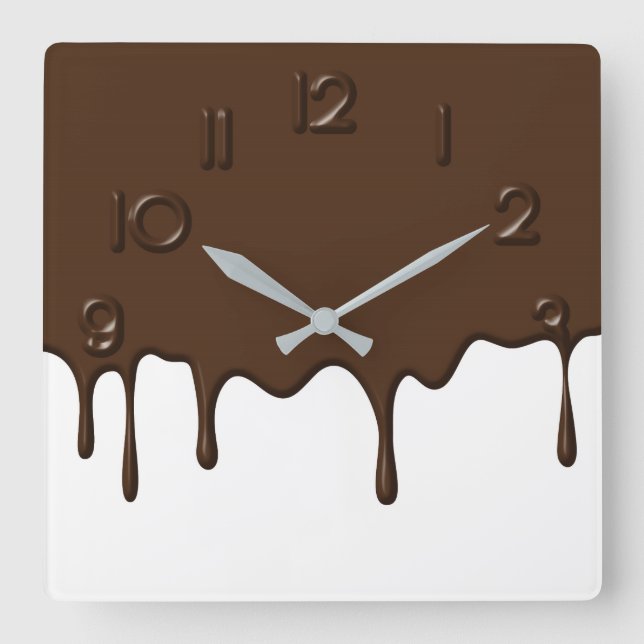 Horloge Carrée Dripping Chocolate - Wall Clock (Recto)