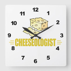 Horloge Carrée Drôle, j'adore le fromage