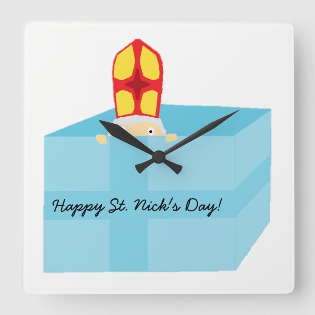 Horloge Carrée Drôle mignon St Nicholas Dutch Sinterklaas Kids Ar (Recto)