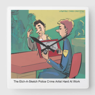Horloge Carrée Drôle Police Crime Croquis Artiste Rick London Hor