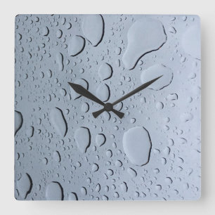 Horloge Carrée Droplets d'eau Motif Gris Gris Abstrait Artsy