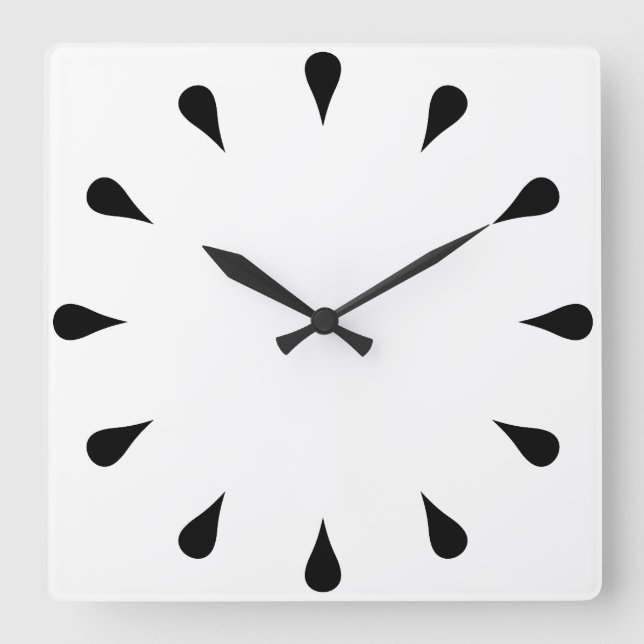 Horloge Carrée Drops noirs (Recto)