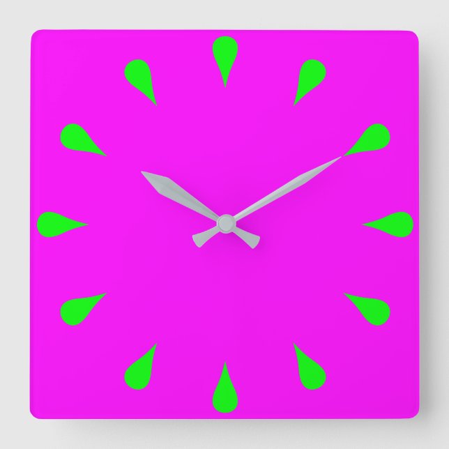 Horloge Carrée Drops vert citron (Recto)