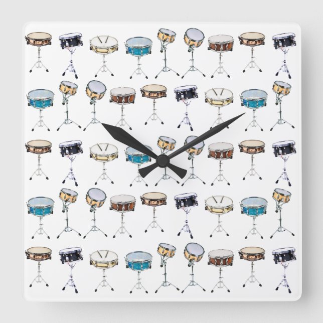 Horloge Carrée Drummer Snare Drumline Percussionist Timing (Recto)