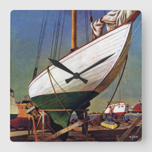 Horloge Carrée Dry Dock par John Atherton