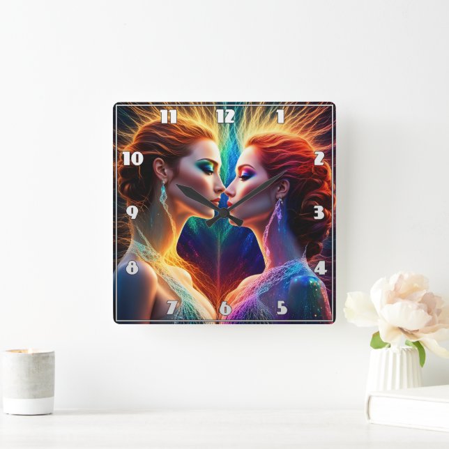 Horloge Carrée Dualité énigmatique des modèles Animés de Red-Hair (Maison)