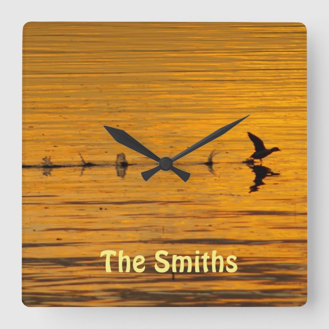 Horloge Carrée Duck Flying Through Time Wall Clock (Recto)