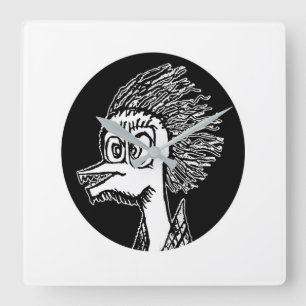 Horloge Carrée Duck homme portrait dessin mince
