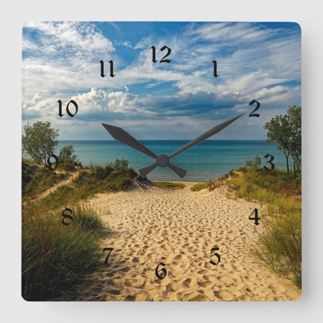 Horloge Carrée Dunes de l'Indiana, lac Michigan (Recto)