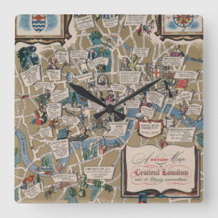 Horloge Carrée Dunlop map- Literary Landmarks de Londres