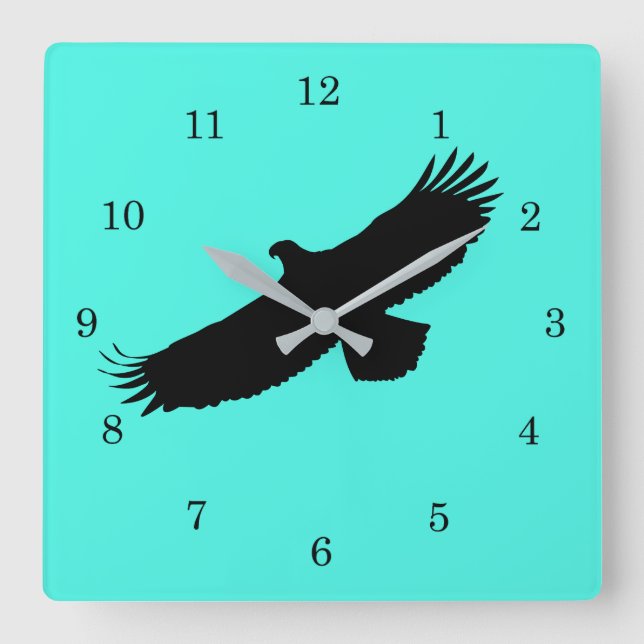 Horloge Carrée Eagle Flying - Ajouter votre couleur / texte (Recto)