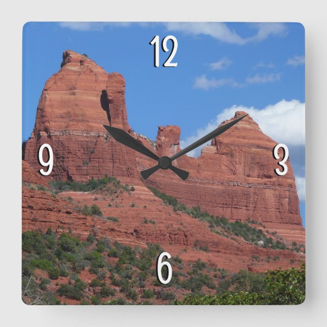 Horloge Carrée Eagle Rock I Sedona Arizona Photographie de voyage (Recto)