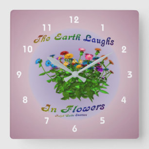 Horloge Carrée Earth Quota Zinnia Flowers