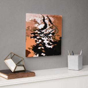 HORLOGE CARRÉE EAU ABSTRAITE