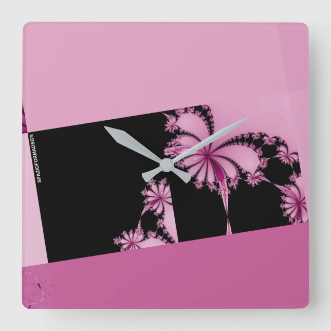 Horloge Carrée Eau de rose Fractal Garden (Recto)