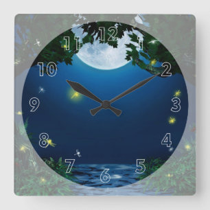 Horloge Carrée Eau Lumineuse Lune