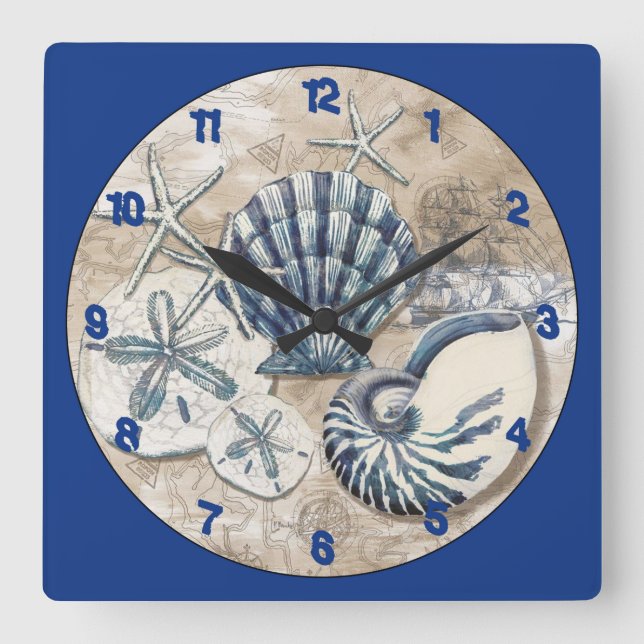 Horloge Carrée Eau Thématique Sea Shell (Recto)