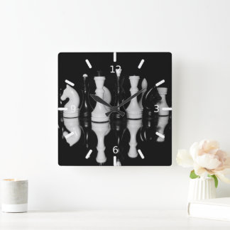 Horloge Carrée Échecs