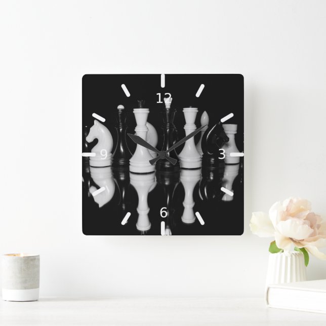 Horloge Carrée Échecs (Maison)