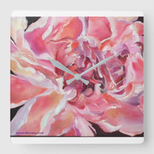 Horloge Carrée Écluse florale des pivoines de l'Alaska